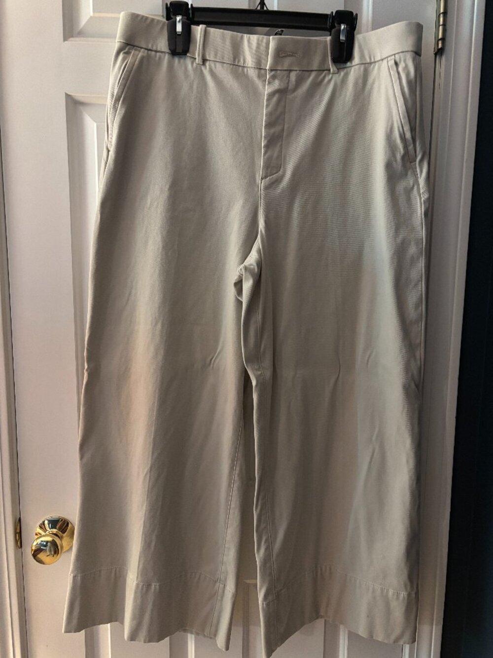 SPANX Stretch Twill Wide Leg Trousers bone color size 1X